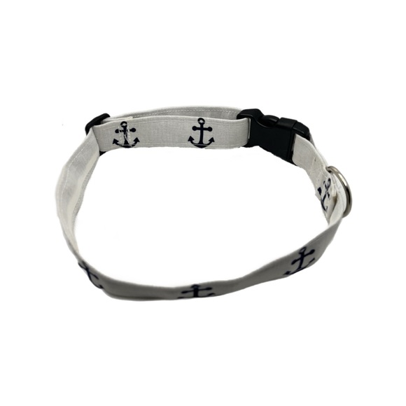 1” Dog Collar- Blue Anchors - Picture 2 of 9